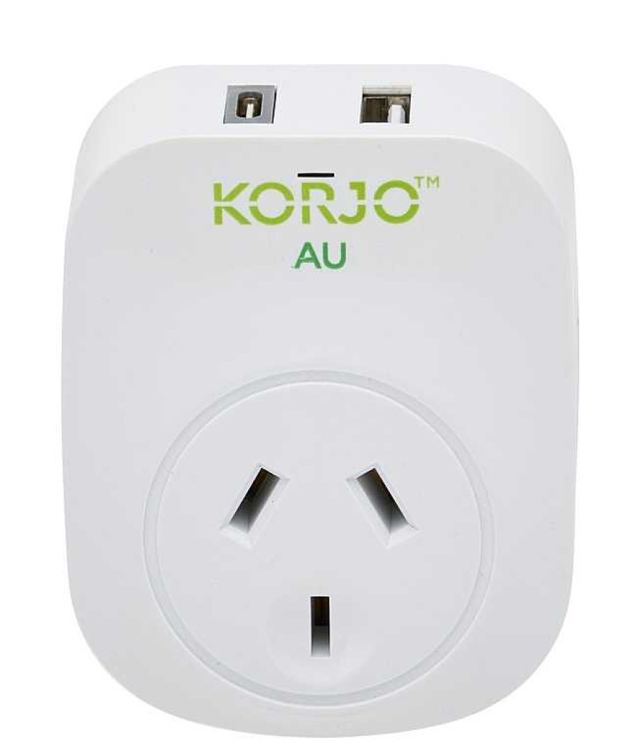 Korjo Korjo Usb A + C & Power Adaptor For Australia | Travel Adaptors